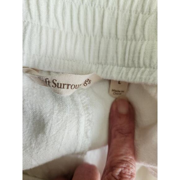 Soft Surroundings pull on linen blend beach pants sz L Gauzy slit leg stretch - Picture 6 of 10